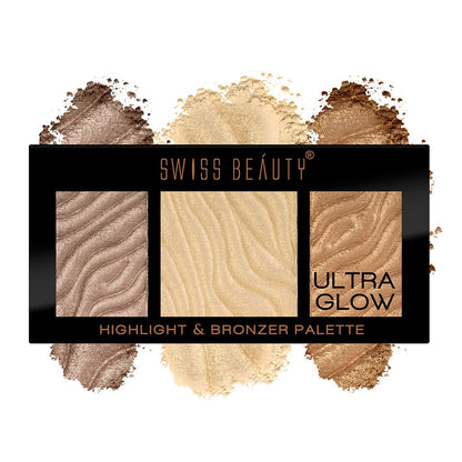 Swiss Beauty Ultra Glow Highlight And Bronzer Palette - 02 (GOLD-BROWN)
