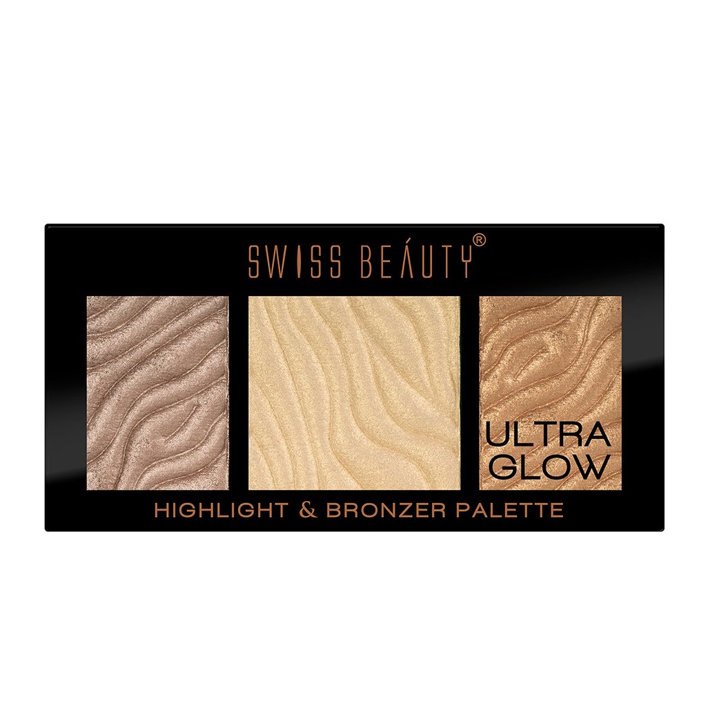 Swiss Beauty Ultra Glow Highlight And Bronzer Palette - 02 (GOLD-BROWN)