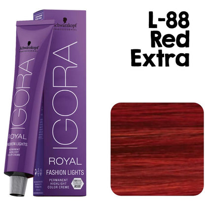 Schwarzkopf Professional IGORA Royal Fashion Lights Permanent Highlight Color Creme (L-88 Red Extra)