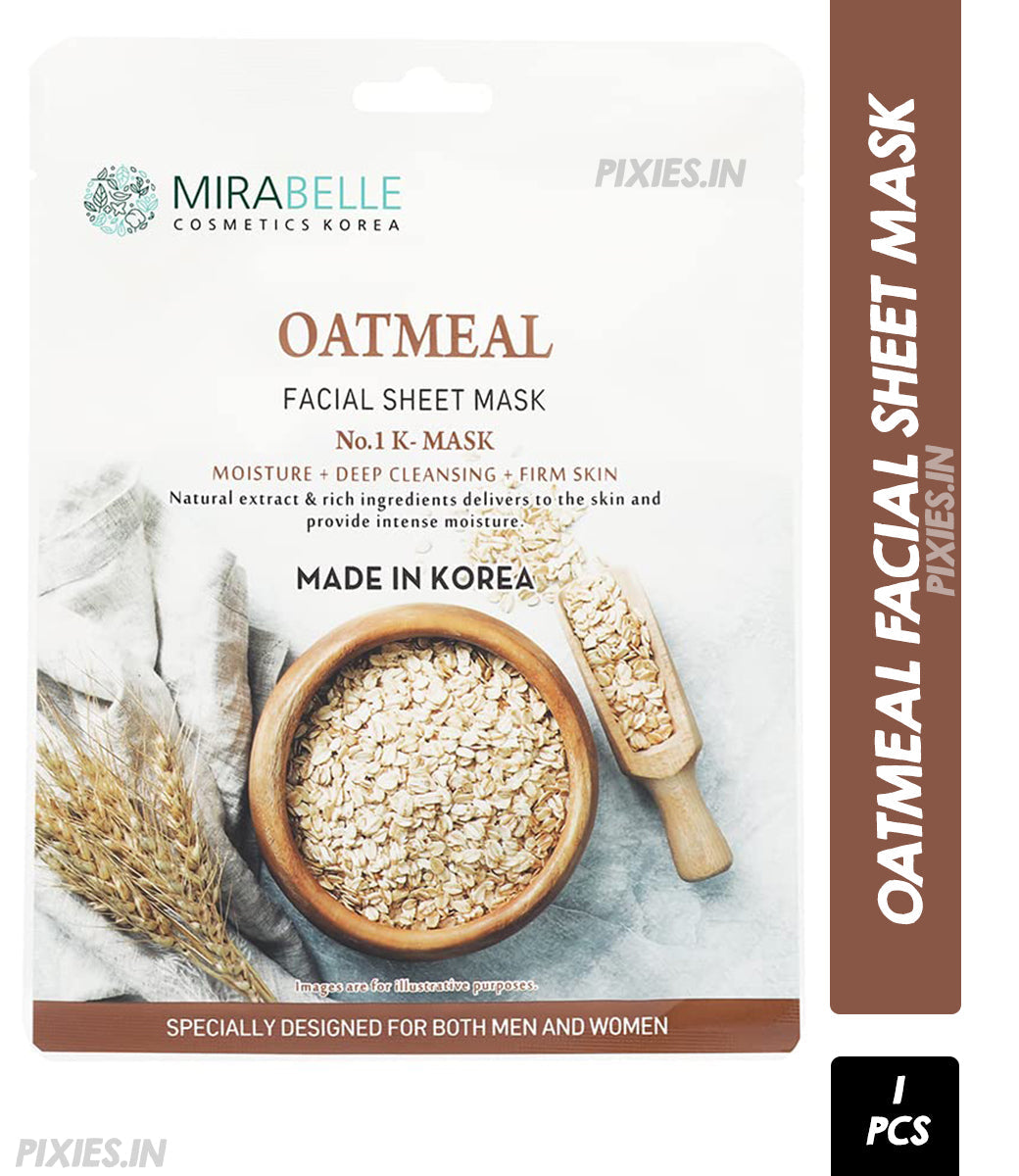 Mirabelle Cosmetics Korea Oatmeal Facial Sheet Mask (Pack of 1)