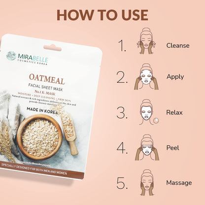 Mirabelle Cosmetics Korea Oatmeal Facial Sheet Mask (Pack of 1)