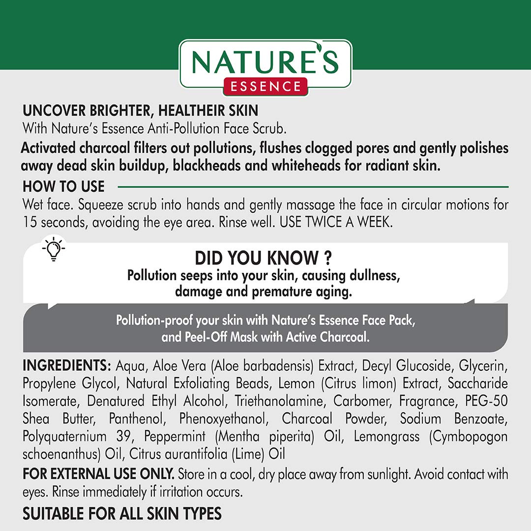 Natures Essence Anti Pollution Charcoal Face Scrub (65ml)