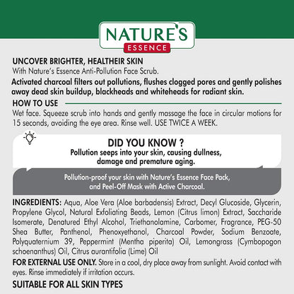 Natures Essence Anti Pollution Charcoal Face Scrub (65ml)