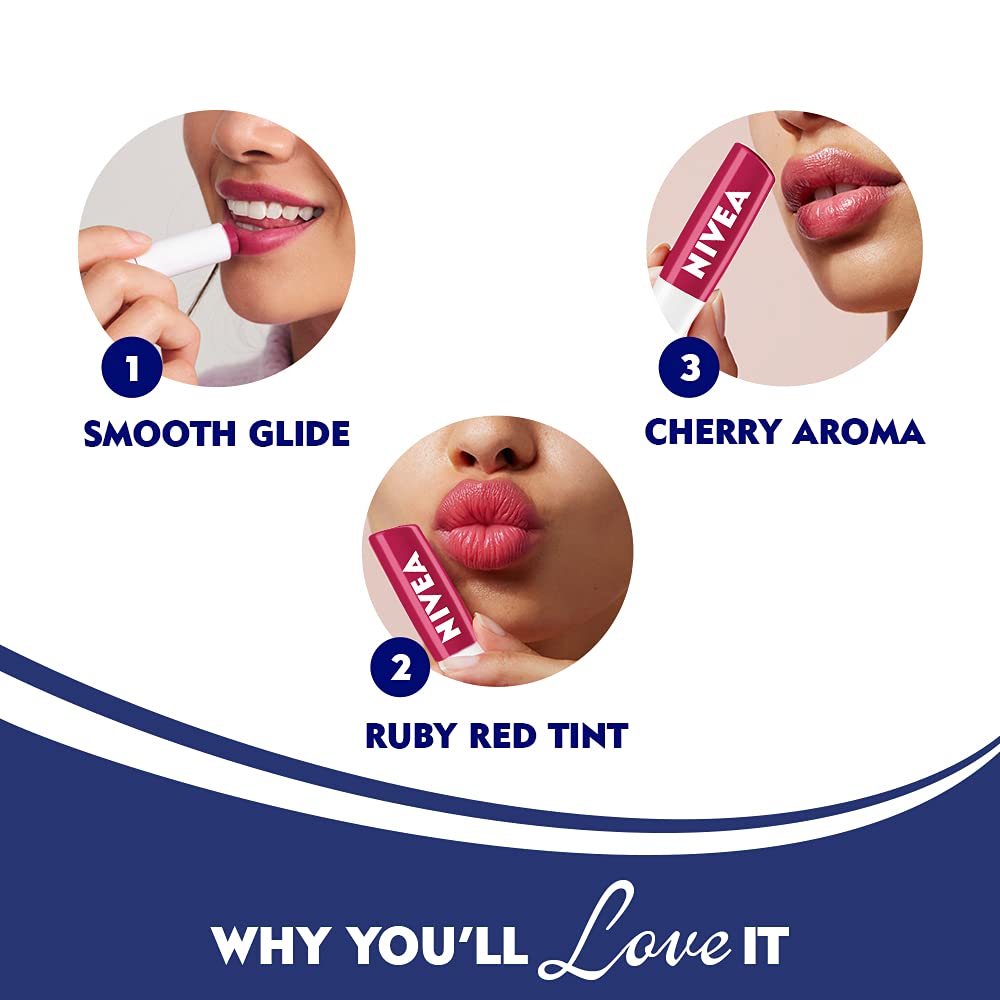 Nivea Fruity Cherry Shine Lip Balm Glossy Finish (4.8gm)