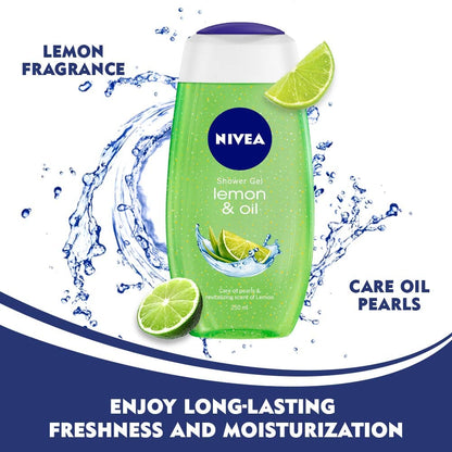 NIVEA Body Wash, Lemon & Oil Shower Gel, Pampering Care with Refreshing Scent of Lemon (500ml)