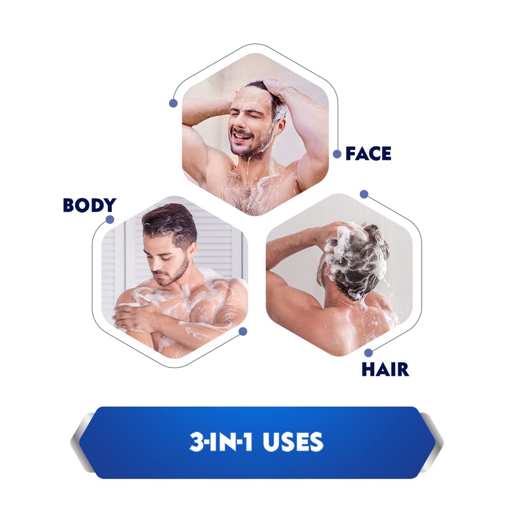 NIVEA Men Body Wash, Cool Kick with Refreshing Icy Menthol, Shower Gel for Body, Face & Hair (250ml)