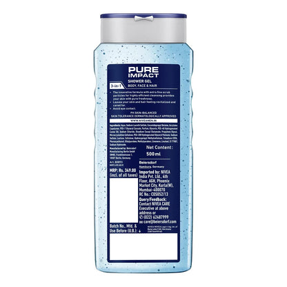 NIVEA Men Body Wash, Pure Impact with Purifying Micro Particles, Shower Gel for Body, Face & Hair (250ml)