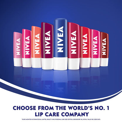 NIVEA Lip Balm, Peach Shine, 24h Moisture with Natural Oils, Coral Pink Shine & Peach Aroma (4.8gm)