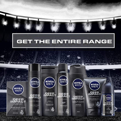 NIVEA MEN Body Wash, Deep Impact, 3 in 1 Shower Gel for Body, Face & Hair, with Microfine Clay (250ml)
