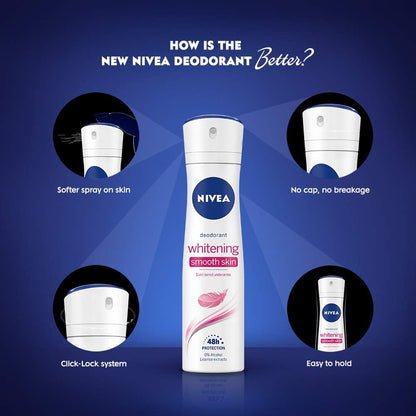 Nivea Whitening Smooth Skin Deodorant For Women for 48h Protection (150ml)