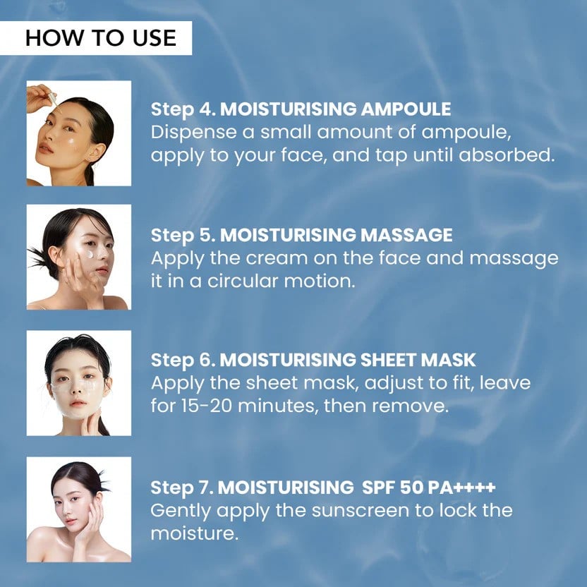 O3+ Mijoo Korea Glass Glow Facial Kit with Birch Tree Sap & Hylaluronic Acid - Ideal for Dry Skin (7 Steps)