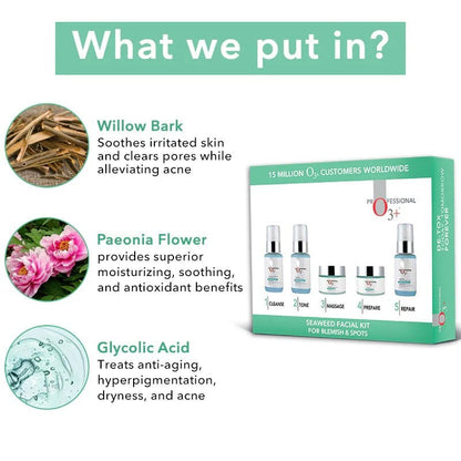 O3+ Seaweed Facial Kit For Blemish & Spots, Brightening Skin (100g+15ml)