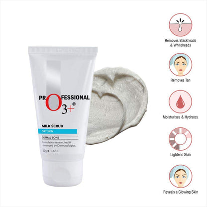 O3+ Professional Milk Scrub Dry Skin For Gentle Exfoliation & Nourished Glow (50gm)