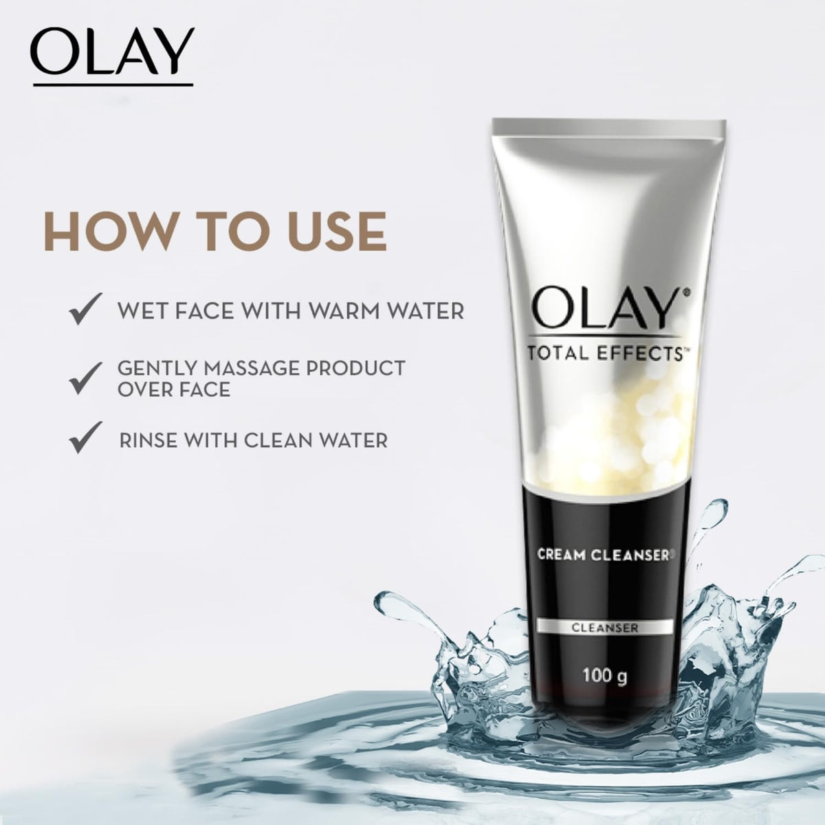 Olay Total Effects Foaming Cleanser & Face Wash, Fights 7 Signs of Ageing With Green Tea Extracts (100g)