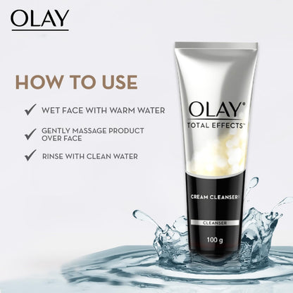 Olay Total Effects Foaming Cleanser & Face Wash, Fights 7 Signs of Ageing With Green Tea Extracts (100g)