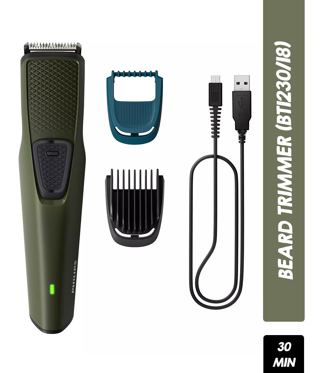Philips BT1230/18 Beard Trimmer 1000 Series, 30 min Trimmer for Men (Green)