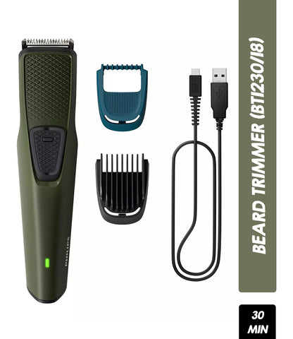 Philips BT1230/18 Beard Trimmer 1000 Series, 30 min Trimmer for Men (Green)