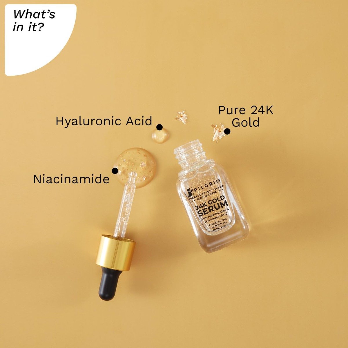 Pilgrim 24K Gold Face Serum with Niacinamide & Hyaluronic Acid (20ml)