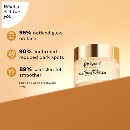 Pilgrim 24k Gold Gel Moisturizer With Hyaluronic Acid & Alpha Arbutin (50gm)