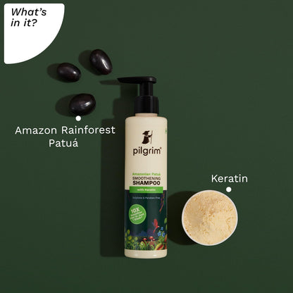 Pilgrim Patua & 10X Keratin Smoothening Shampoo For Dry & Frizzy Hair (200ml)