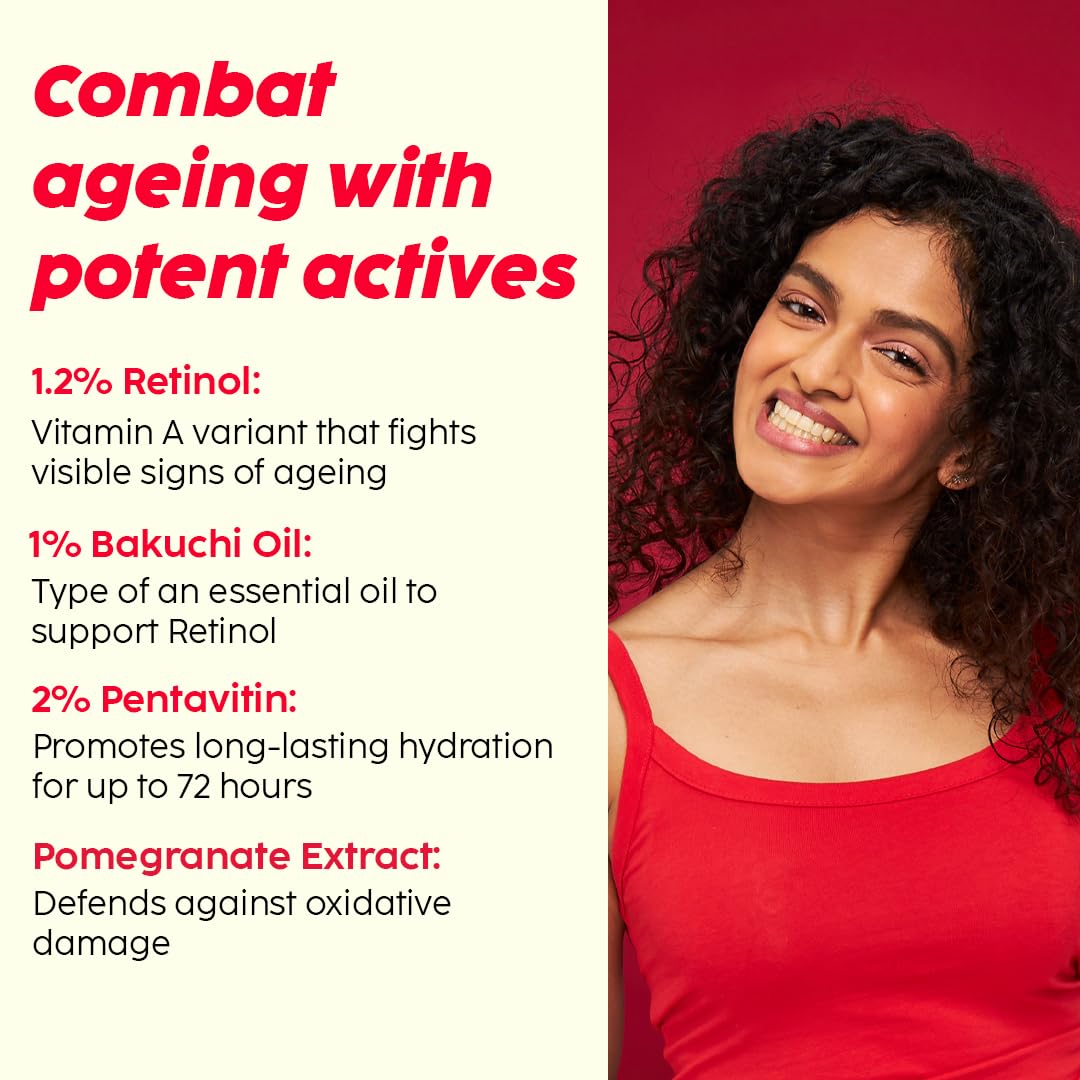 Plix 1.20% Retinol & 1% Bakuchi Oil Pomegranate Anti Ageing Night Cream, Reduce Fine Line & Wrinkles (50gm)