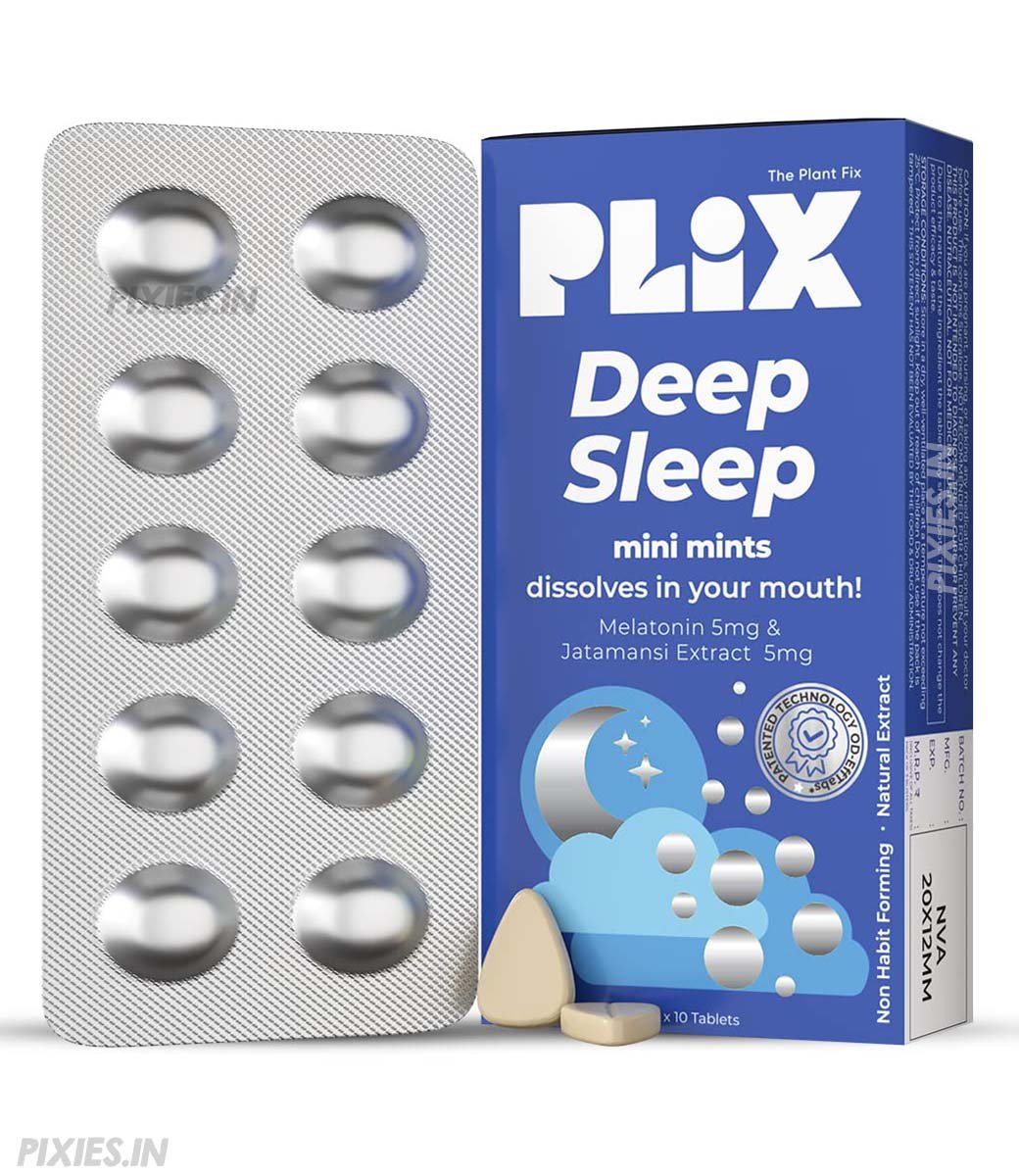 PLIX Deep Sleep with Melatonin, Oral Dissolving 30 Mini Mints for restful sleep, Jatamansi Extracts (30 Mints)