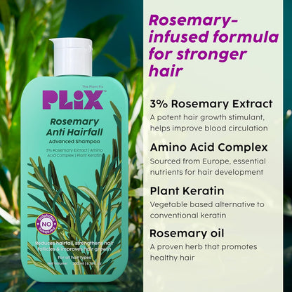 Plix Rosemary Anti Hairfall Regime 3% Redensyl Serum, Shampoo & Conditioner Combo (430ml)