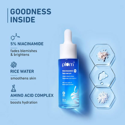 Plum 5% Niacinamide Face Serum With Amino Acid - Fades Blemishes For Bright Skin, Beginner-Friendly (30ml)