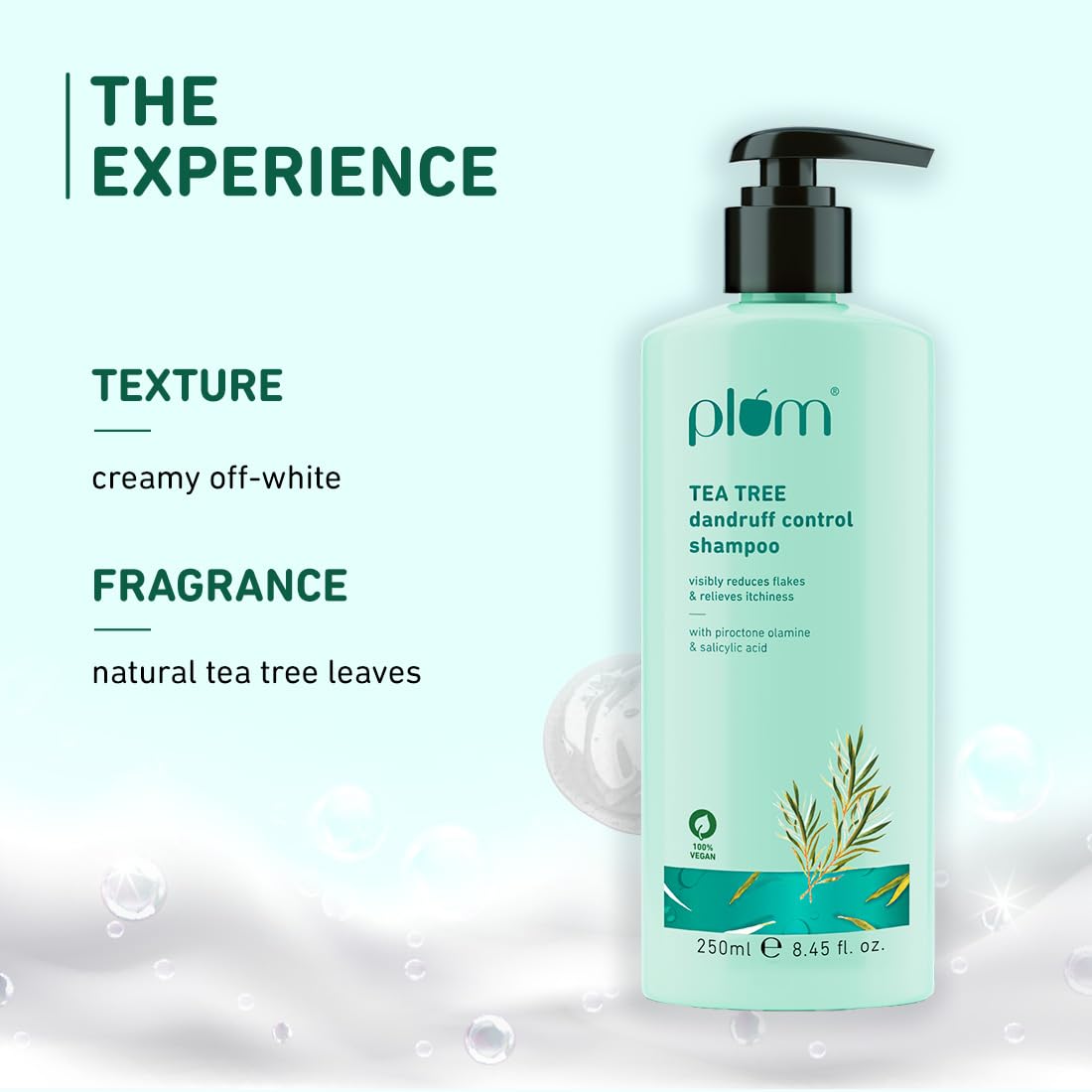 Plum Tea Tree Dandruff Control Shampoo, Paraben-Free with Piroctone Olamine (250ml)