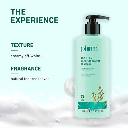Plum Tea Tree Dandruff Control Shampoo, Paraben-Free with Piroctone Olamine (250ml)