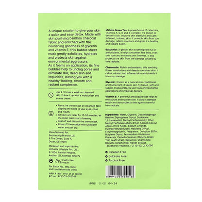 Quench Botanics Matcha Better Bubble Sheet Mask For Skin Detox (21ml)