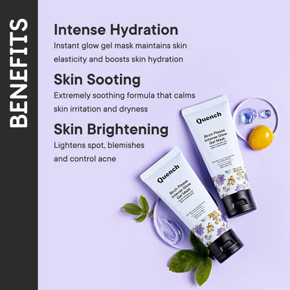 Quench Botanics Salicylic Acid Intense Glow Night Cream (Gel Mask) With Birch Juice To Boost Skin Elasticity (50ml)