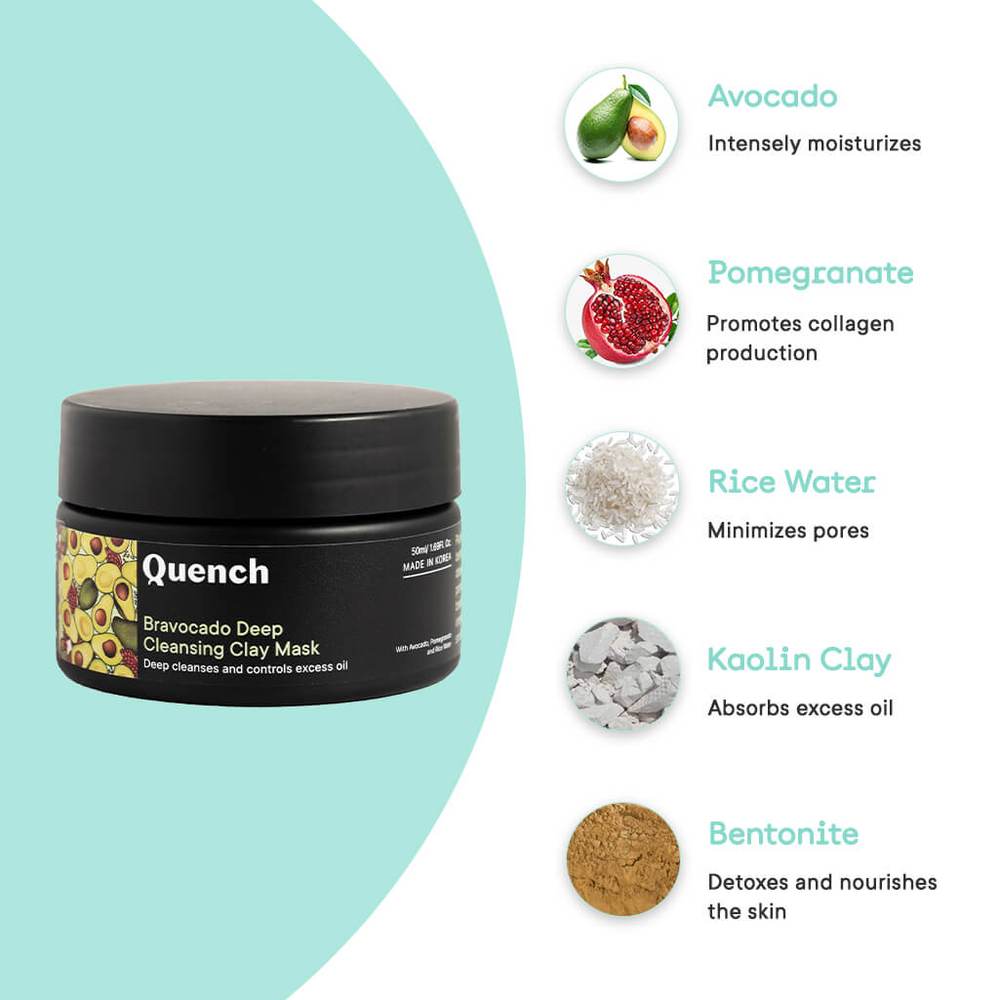 Quench Botanics Bravocado Deep Cleansing Clay Mask (50ml)