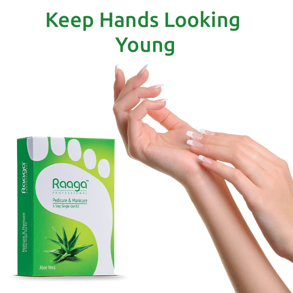 Raaga Professional Aloe Vera Pedicure and Manicure 6 Step Single Use Kit (63gm)