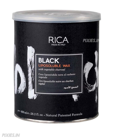 Rica Black Liposoluble Wax for All Skin Types – Contains Vegetable Charcoal and Biological Hemp Oil, Less Redness, Superior Tanning Removal, Moisturising Action on the Skin (800 ml)