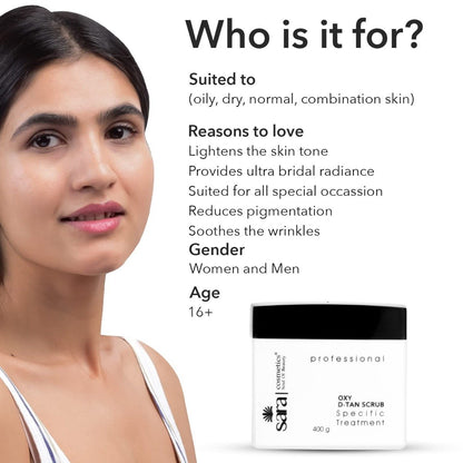 Sara Oxy D-Tan Scrub For Instant Tan Removal & Glowing Skin- De-Tan Face Scrub For All Skin (400gm)