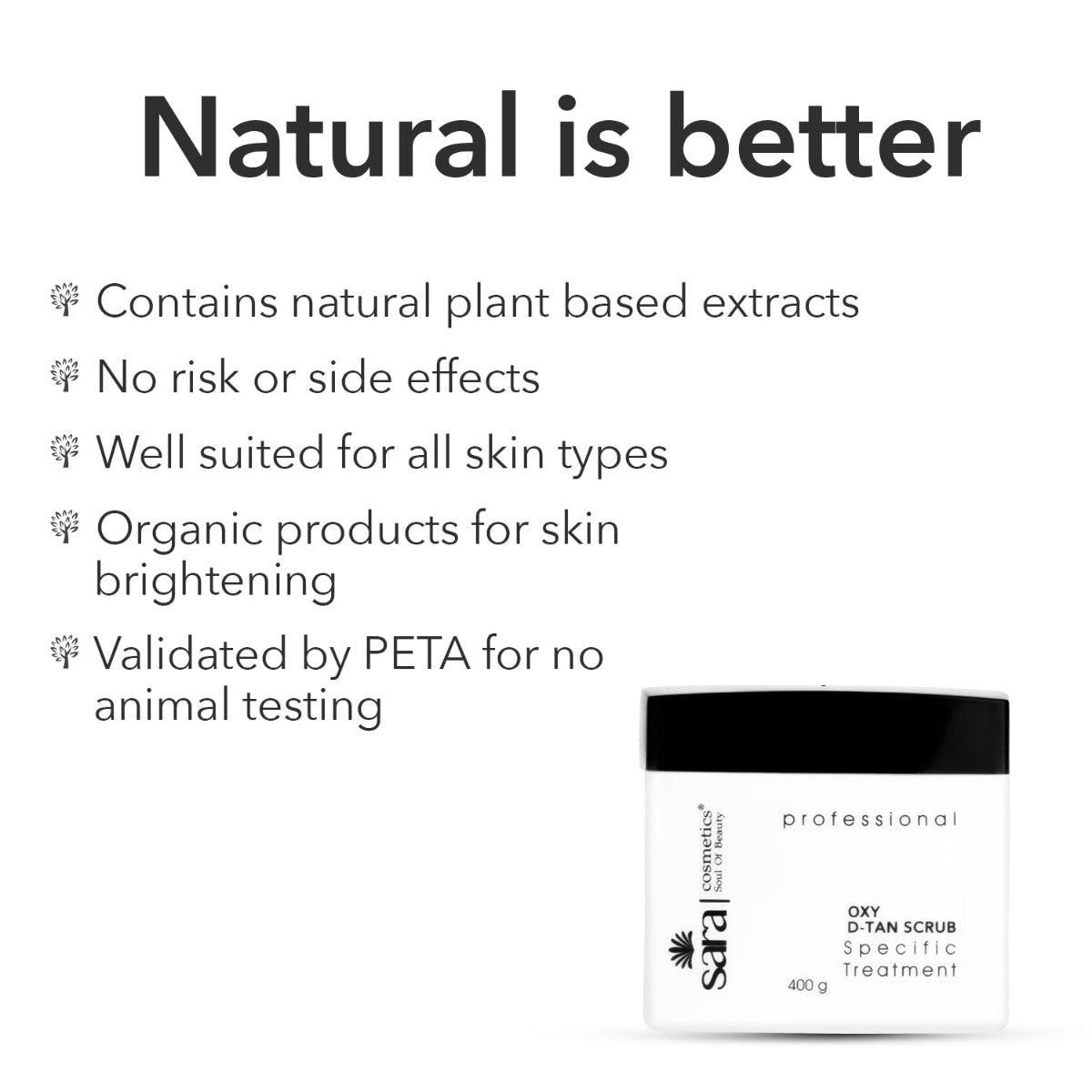 Sara Oxy D-Tan Scrub For Instant Tan Removal & Glowing Skin- De-Tan Face Scrub For All Skin (400gm)