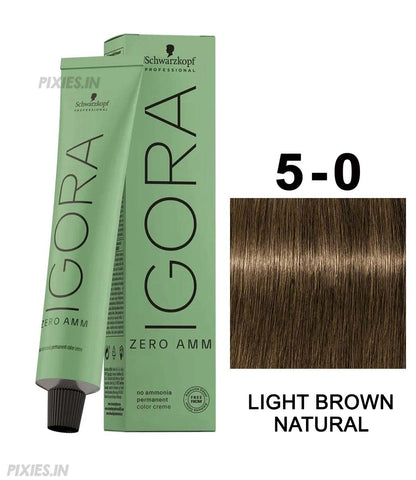 Schwarzkopf Professional Igora Zero AMM Ammonia-Free Color Cream (5-0 Light Brown Natural) (60ml)