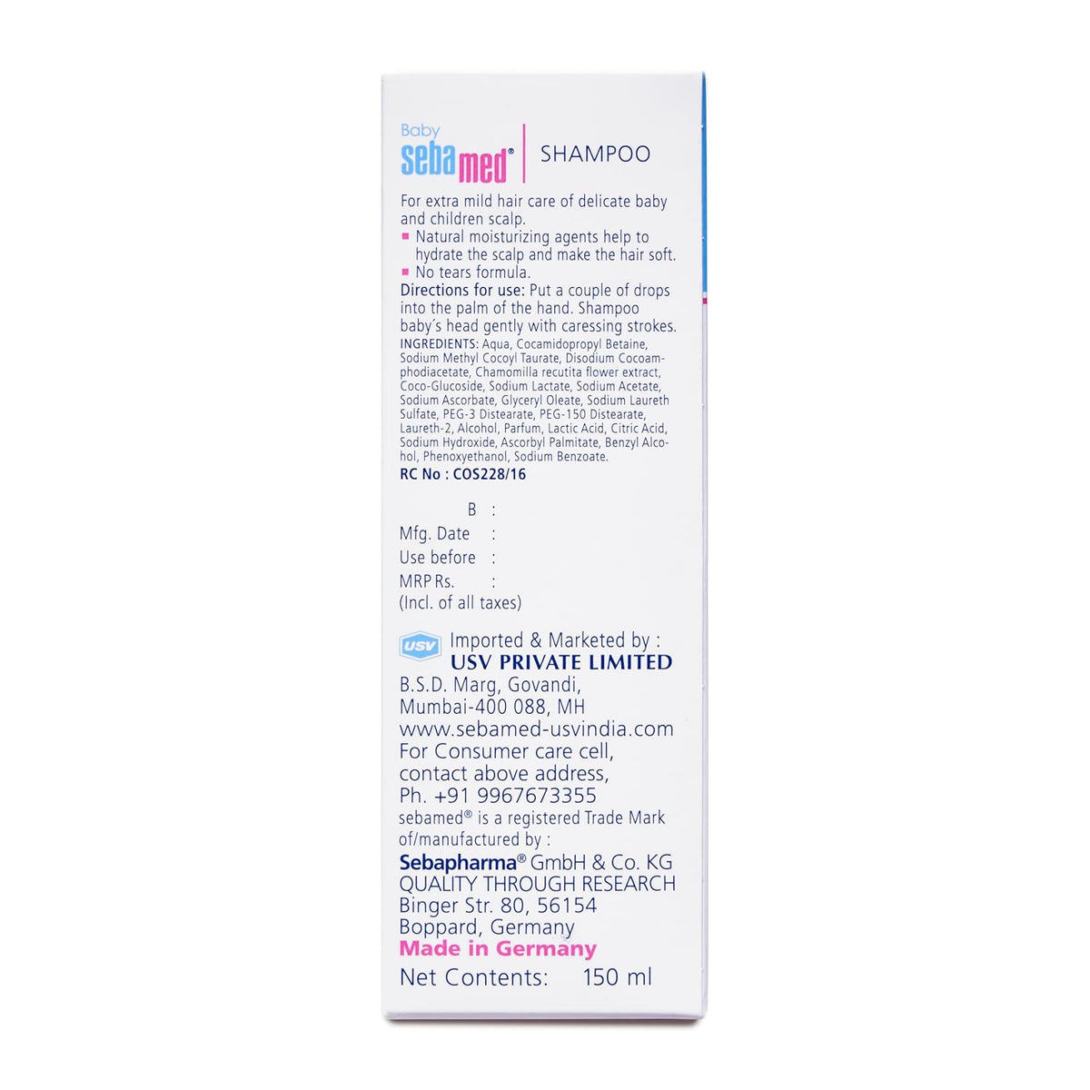 Sebamed Baby Shampoo, PH 5.5, Camomile, Natural Moisturisers, No Tears Formula,For Delicate Scalp (150ml)