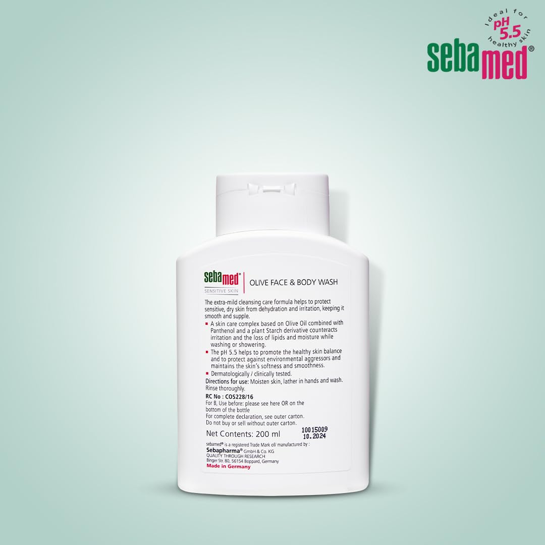 Sebamed Olive Face & Body Wash, Extra Mild For Sensitive, Dry Skin (200ml)