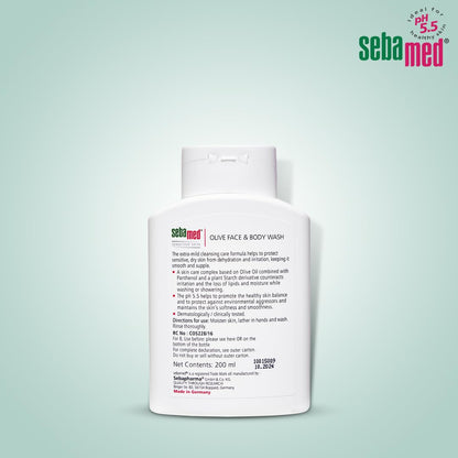 Sebamed Olive Face & Body Wash, Extra Mild For Sensitive, Dry Skin (200ml)
