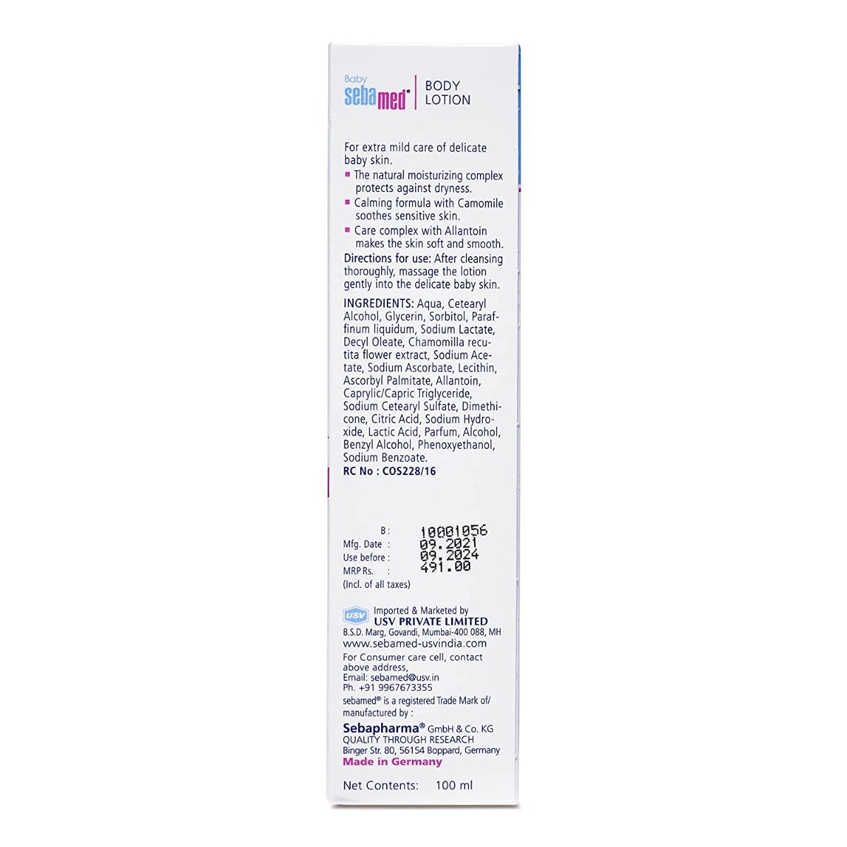 Sebamed Baby Body Lotion, PH 5.5, Camomile & Allantoin, Dermatalogically Tested, Sensitive Skin (100ml)