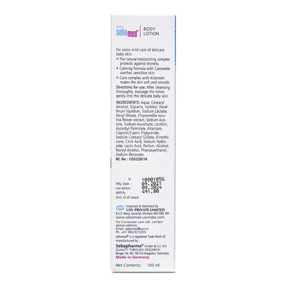 Sebamed Baby Body Lotion, PH 5.5, Camomile & Allantoin, Dermatalogically Tested, Sensitive Skin (100ml)