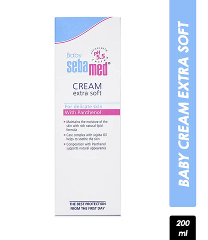 Sebamed Baby Cream Extra Soft, PH 5.5, Panthenol And Jojoba Oil, Clinically Tested, ECARF Approved (200ml)