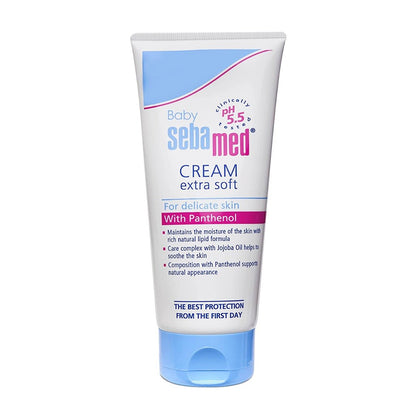 Sebamed Baby Cream Extra Soft, PH 5.5, Panthenol And Jojoba Oil, Clinically Tested, ECARF Approved (200ml)