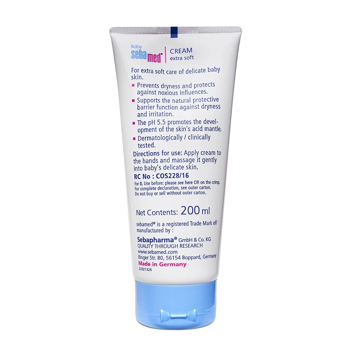 Sebamed Baby Cream Extra Soft, PH 5.5, Panthenol And Jojoba Oil, Clinically Tested, ECARF Approved (200ml)