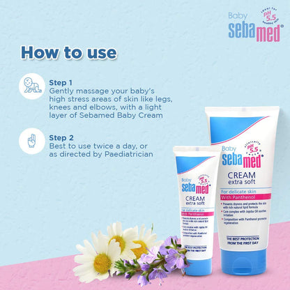 Sebamed Baby Cream Extra Soft, PH 5.5, Panthenol And Jojoba Oil, Clinically Tested, ECARF Approved (200ml)