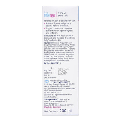 Sebamed Baby Cream Extra Soft, PH 5.5, Panthenol And Jojoba Oil, Clinically Tested, ECARF Approved (200ml)