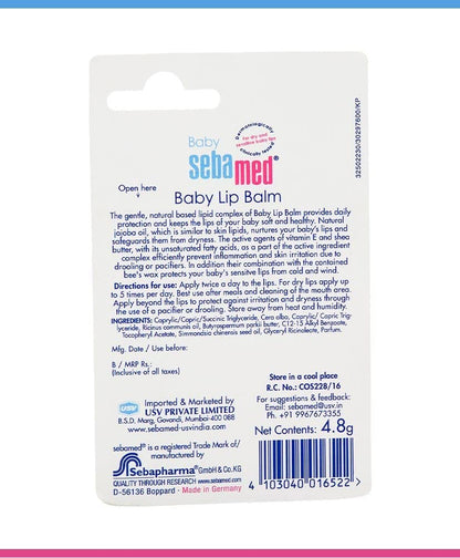 Sebamed Baby Lip Balm, For Dry & Sensitive Baby Lips, With Shea Butter & Jojoba Oil, Paraben Free (4.8gm)