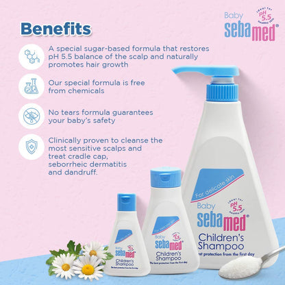Sebamed Baby Shampoo, PH 5.5, Camomile, Natural Moisturisers, No Tears Formula, For Delicate Scalp (500ml)